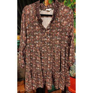 American Eagle Womens Boho Ditsy Floral Print Smocked Tunic Top or Dress. Medium